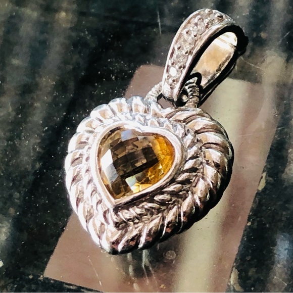 Judith Ripka Citrine & Diamonique CZ Heart Pendant Enhancer - Picture 2 of 8